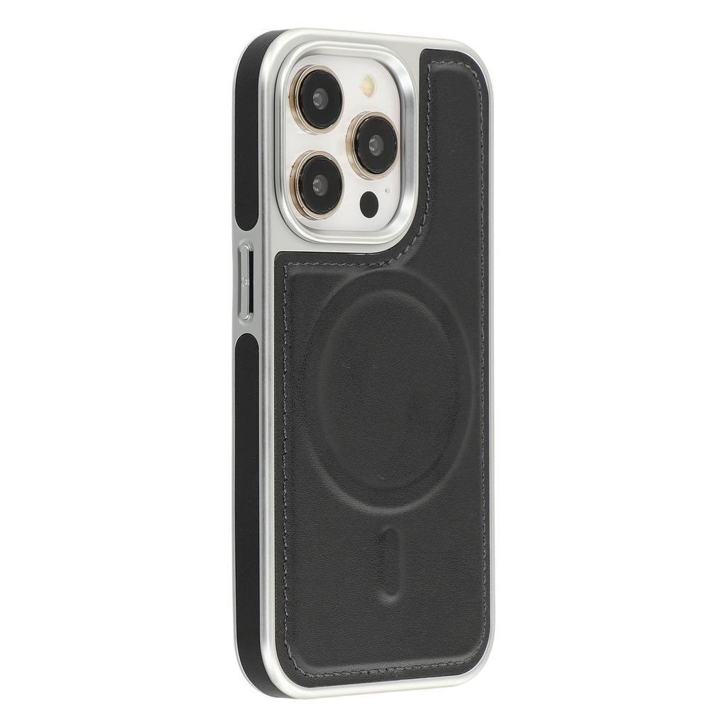 For iPhone 14 Pro Max Case Compatible with MagSafe Electroplating Edge PU+TPU+PC Phone Back Cover