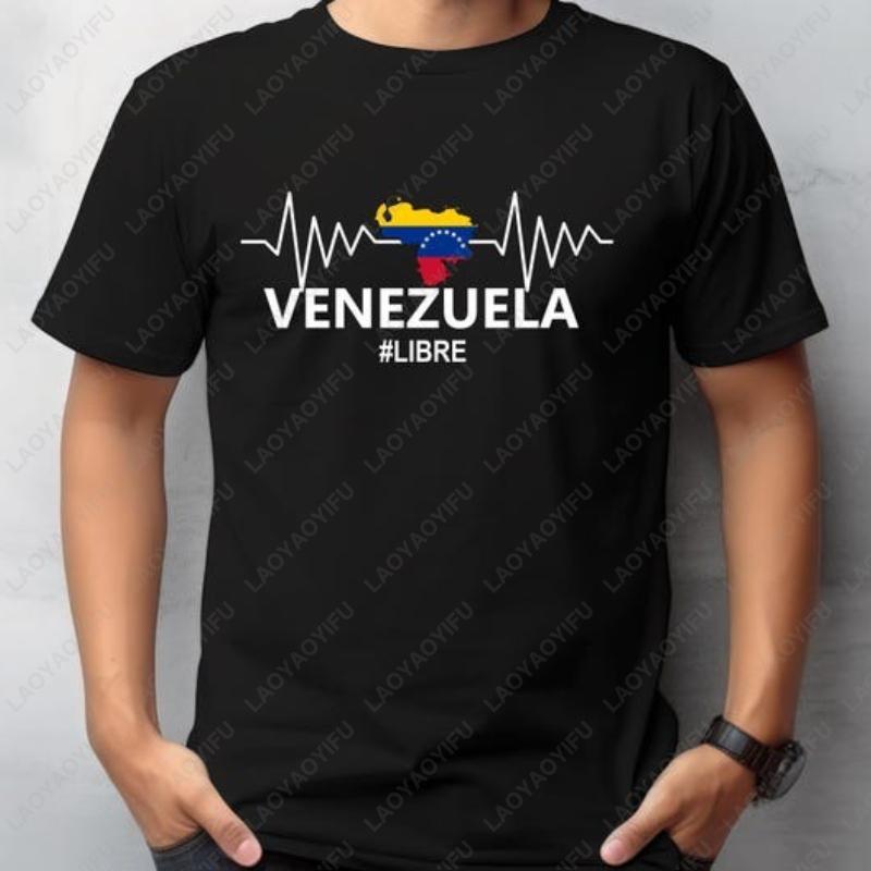 Free Venezuela Libre Graphic Unisex Cotton Tshirt Peace Sovereignty Flag Creative Trend Casual Style Printed Women Man Tops