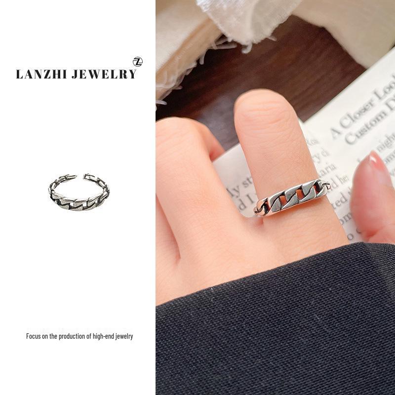 Тайское серебро Женское наборное кольцо - Серебро 925 пробы, Нишевый дизайн, Простые и универсальные украшения