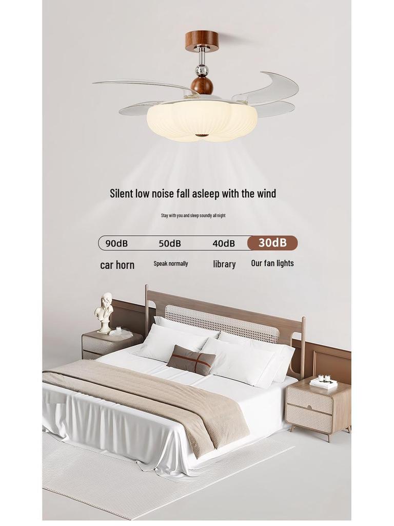 Невидимый потолочный вентилятор с подсветкой: Современный Минимализм 2025 Середина Века Кремовый для Гостиной, Спальни, Столовой