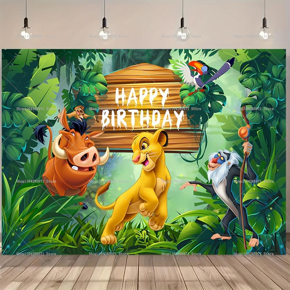 Happy Disney, The Lion King photo background, with classic cartoon movie theme, for boys and girls, party supplies.