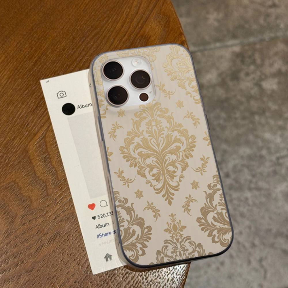 American Luxurious Vintage Patterns Soft Corrugated Transparent Phone Case For IPhone 17 15 16 11 12 13 14 Pro Max Plus Pro