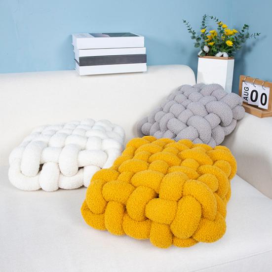 Декоративная подушка эластичная пушистая мягкая на ощупь квадратная плетеная подушка для сиденья стула из шерпы