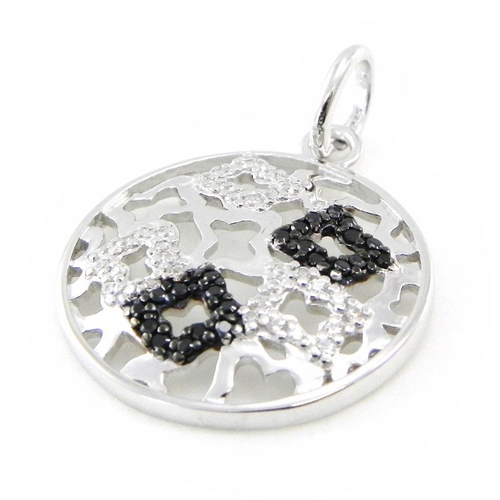 Les Trésors De Lily [I9078] - Серебряный кулон 'Роми' черно-белое серебро (родиевое покрытие) - 20 мм