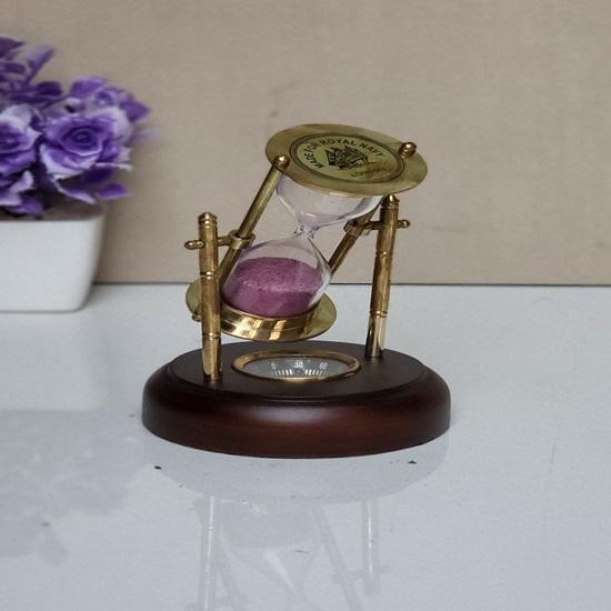 Латунный вращающийся песочный таймер 15,24 см с компасом на деревянной основе, морские песочные часы для украшения дома, офиса, подарка для мамы