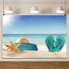 Tropical Beach Backdrop Decoration Seashell Starfish Summer Vacation For Pool Party Celebration Backgrounds For Photographs