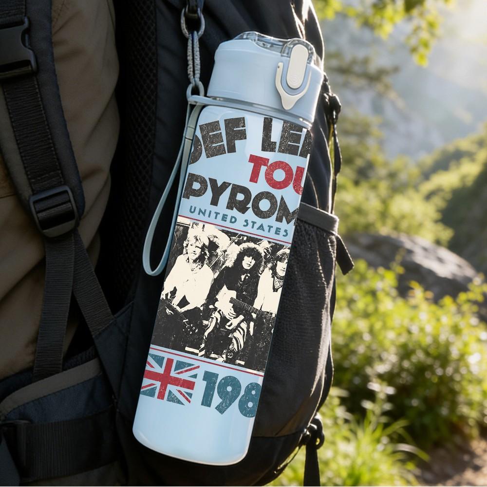 1PC Def Leppard Band 750ml sports water bottle leakproof straw lid outdoor office home