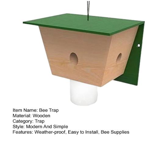 Wood House Carpenter Bee Trap with Clear Bottle Outside Natural Wood Boring Bee