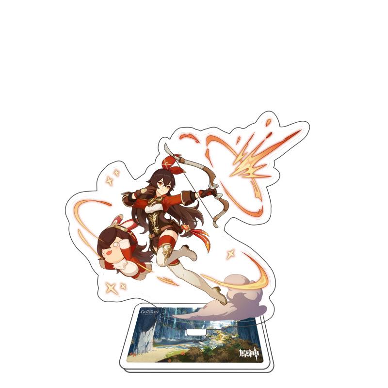 Игра Genshin Impact Стенд для фигурки Модель Игрушка 15 см Кэцин Шэнь Хэ Аратаки Итто Акриловая пластина с фигуркой Настольное украшение Подарок