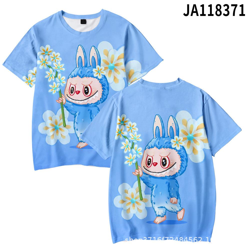 2025 Новая летняя модная свободная футболка Labubu для женщин, повседневная удобная футболка с коротким рукавом для детей, повседневная футболка с круглым вырезом