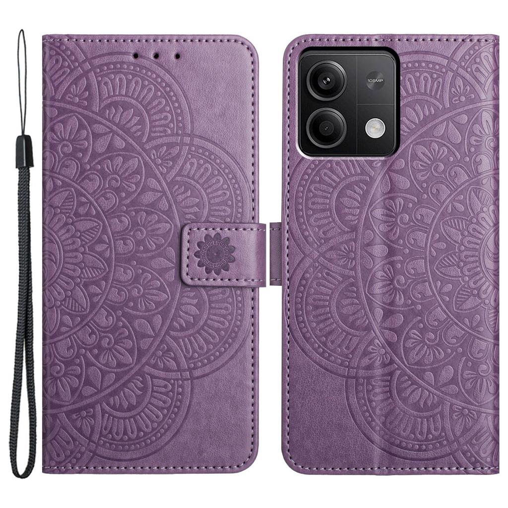 For Xiaomi Redmi Note 13 4G Case Magnetic Closure Flower Pattern Handbag Phone Cover