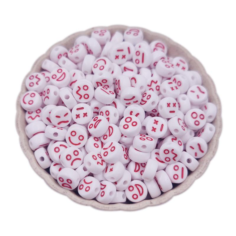 50 шт., эмодзи, смайлик, улыбающееся и плачущее лицо, свободные акриловые бусины овальной формы, разноцветные подвески, аксессуары для изготовления ювелирных изделий своими руками