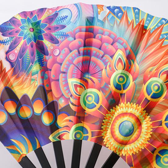 Большой складной вентилятор, портативный радужный ручной вентилятор, летний охлаждающий вентилятор, украшение кунг-фу