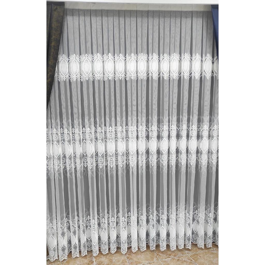 Тюлевая занавеска с вышитым рисунком (1