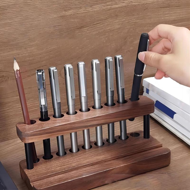 Органайзеры для стола Деревянный держатель для ручек Подставка для телефона Многофункциональный стакан для карандашей с подставкой для телефона Аксессуары для стола
