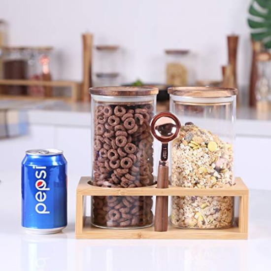 Контейнер для хранения кофейных зерен на кухне, стеклянная бутылка для хранения, герметичная бутылка для хранения, контейнер для хранения белка с ложкой, солью, сахаром, специями, стаканом
