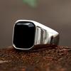 Простые модные кольца из нержавеющей стали с черным агатом и цирконием для мужчин и женщин, высококачественные свадебные украшения, подарки, дропшиппинг