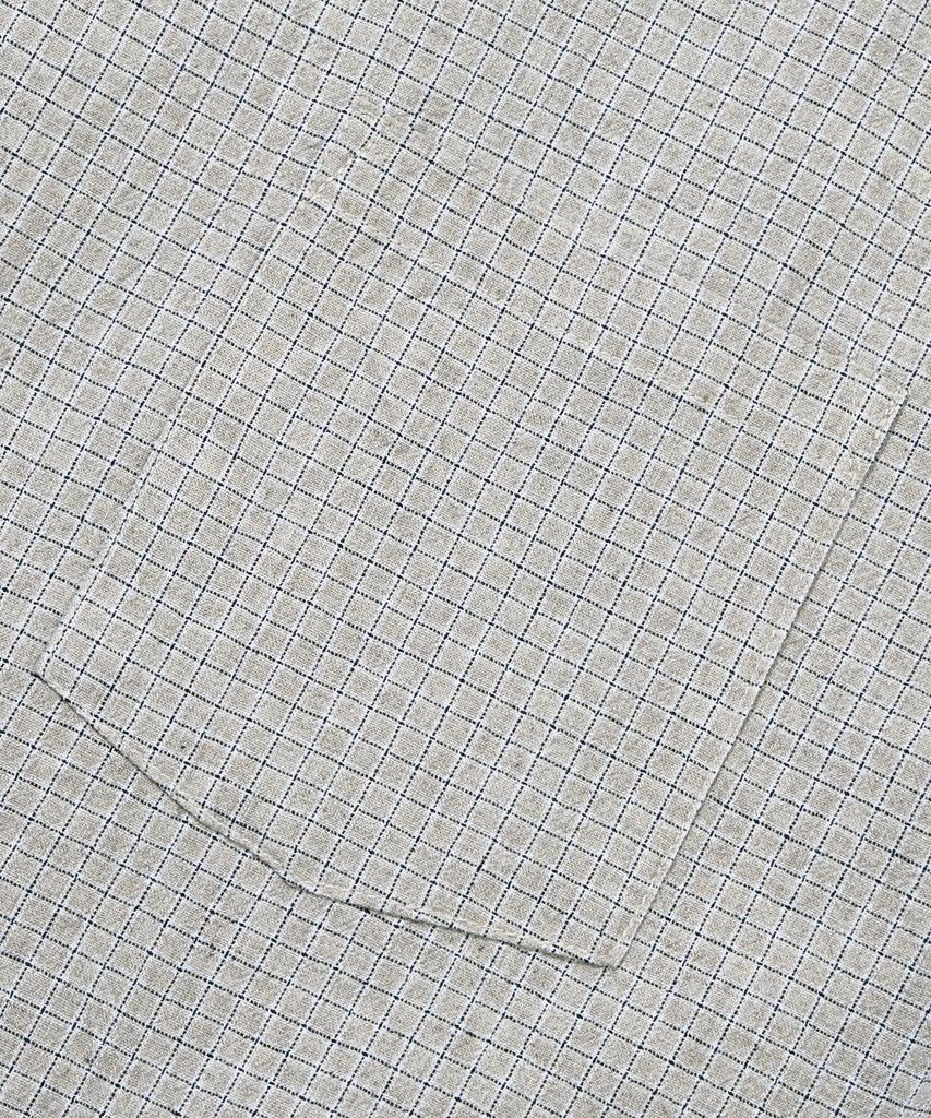 AGOD Open Collar Check Half Shirt [Beige]