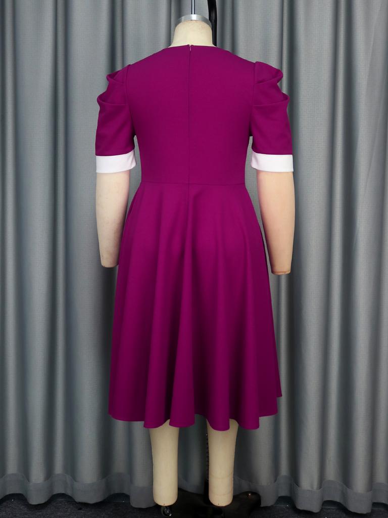 Платье А-силуэта с круглым вырезом и короткими рукавами в стиле колор-блок, элегантный летний стиль, вдохновленный платьями для выпускного от Shein, длинные платья для выпускного для женщин