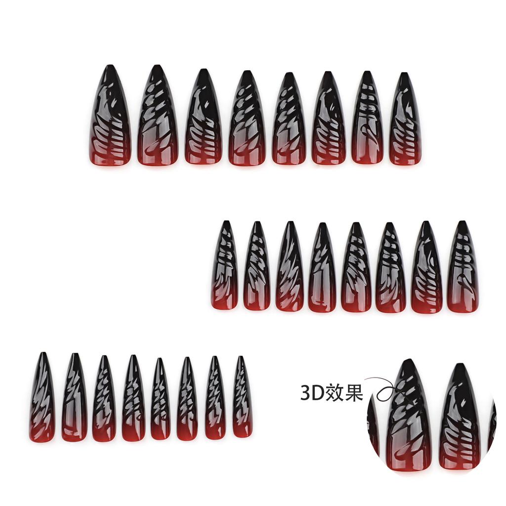 24 шт. 3D трехмерный Smudge Wearing Nail Super Long Tip Gradual Change Nail Press on Nails