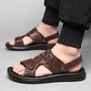 Fashion Men Cowhide Sandals Men's Genuine Leather Summer Outside Wear New Trend Beach Casual Non-slip Dual-use Sandals D222