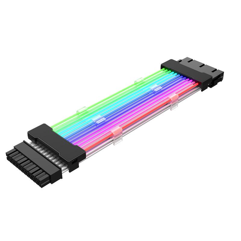 24-контактный адресуемый удлинительный кабель питания RGB ATX, кабели RGB для ПК 18AWG Удлинительный кабель блока питания для материнской платы для разъема материнской платы