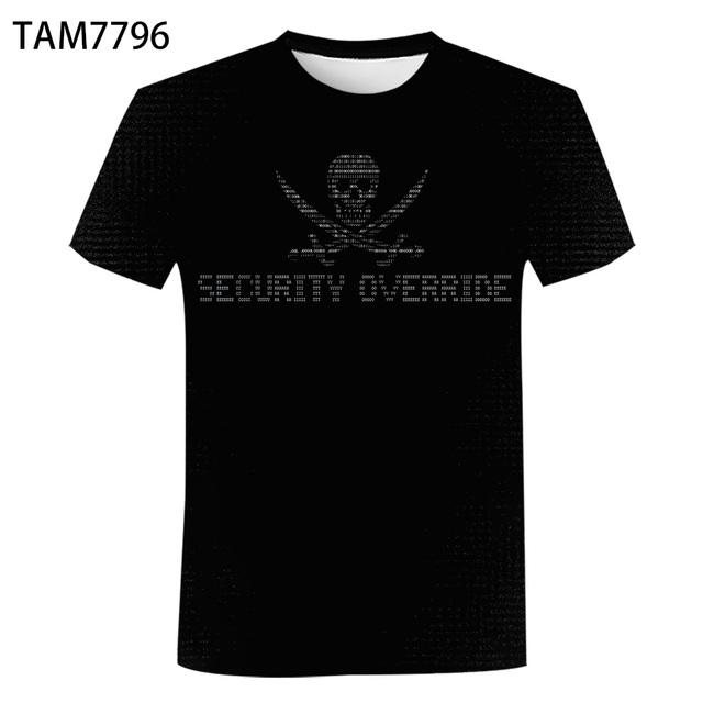 Летняя мужская и женская рубашка 3DT, секс-уличная одежда, футболка с короткими рукавами в стиле хип-хоп, Amoled Terminal Linux