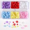 6grids 3D White Pink Acrylic Flower Nail Art Rhinestones 3/6mm Cherry Blossom Floral Mixed Pearl Beads Cute Resin Nail Supplies