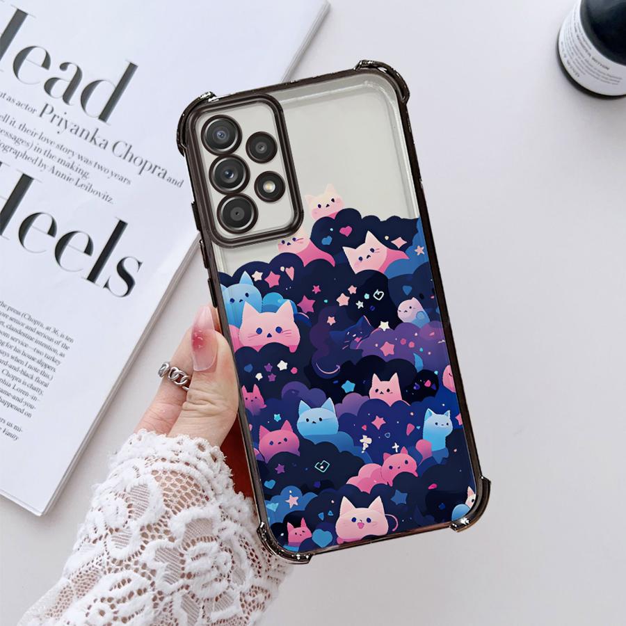Чехол для Samsung Galaxy A26 A33 A35 A36 A24 A25 A16 A52 A17 A13 A15 A21s Чехол для телефона Черный Кот Звездная Ночь
