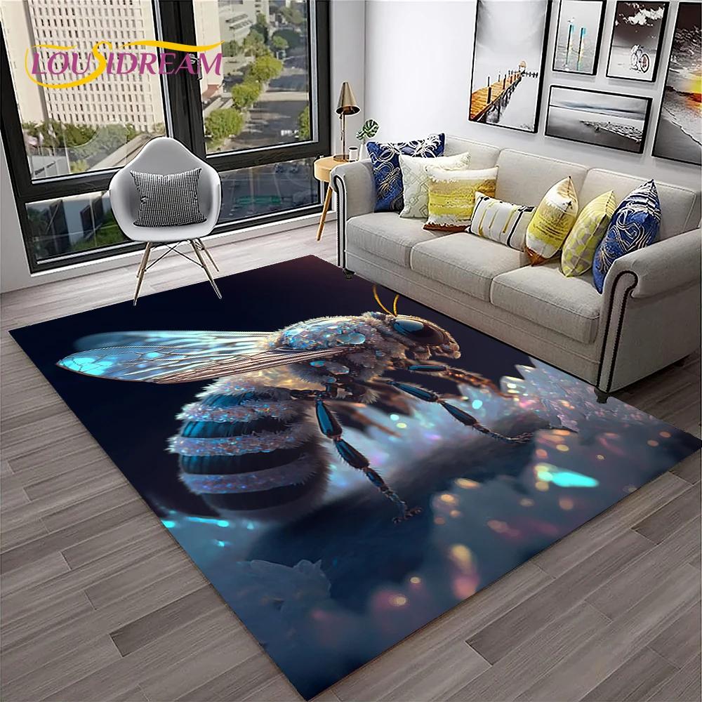 Insect Cartoon Bee Cute HoneyBee Carpet Rug for Home Living Room Bedroom Sofa Doormat Decor,kids Area Rug Non-slip Floor Mat