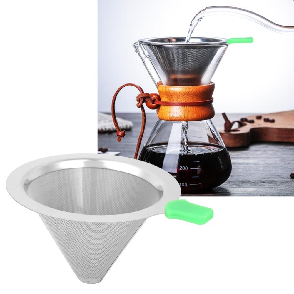 Stainless Steel Reusable Coffee Funnel Fine Mesh Drip Coffee Maker Pour Over Coffee Brewing