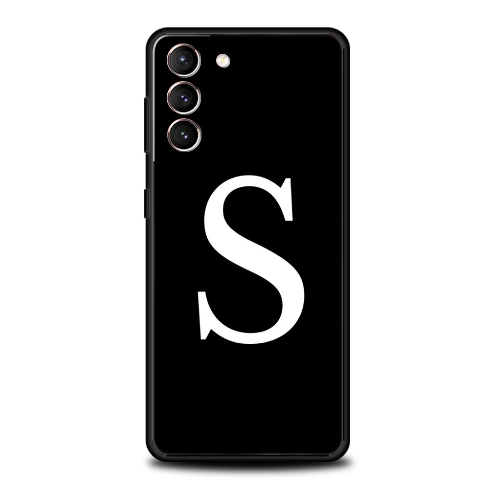 Чехол для телефона с инициалами от A до Z для Samsung Galaxy S26 Ultra S25 Plus S24 FE S23 S22 5G S21 S20 Черный Мягкий