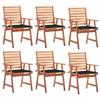 VidaXL Outdoor Dining Chairs 6 Pcs with Cushions Solid Acacia