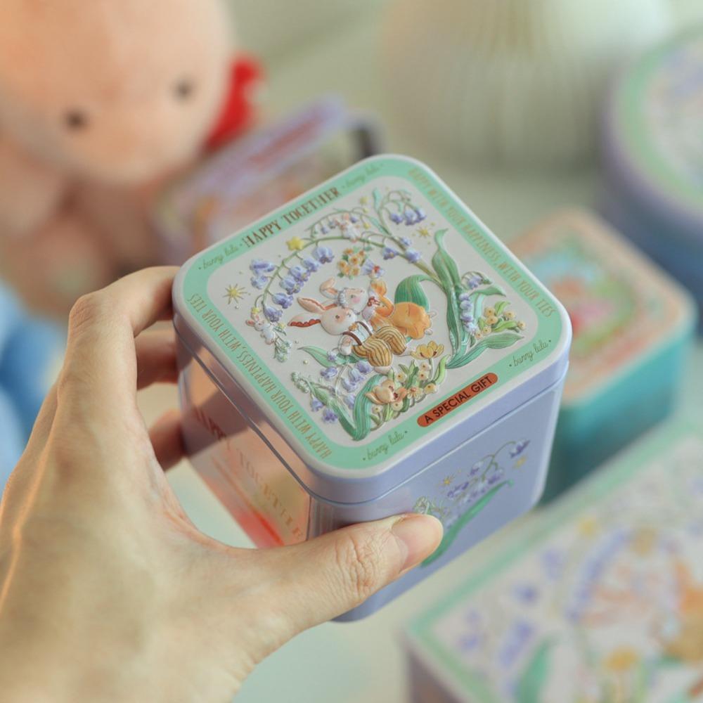 Тиснение Печать Пасхальный Кролик Жесть Жестяные Банки для Пасхальных Подарков Пасхальная Конфетница Свадебный Подарок