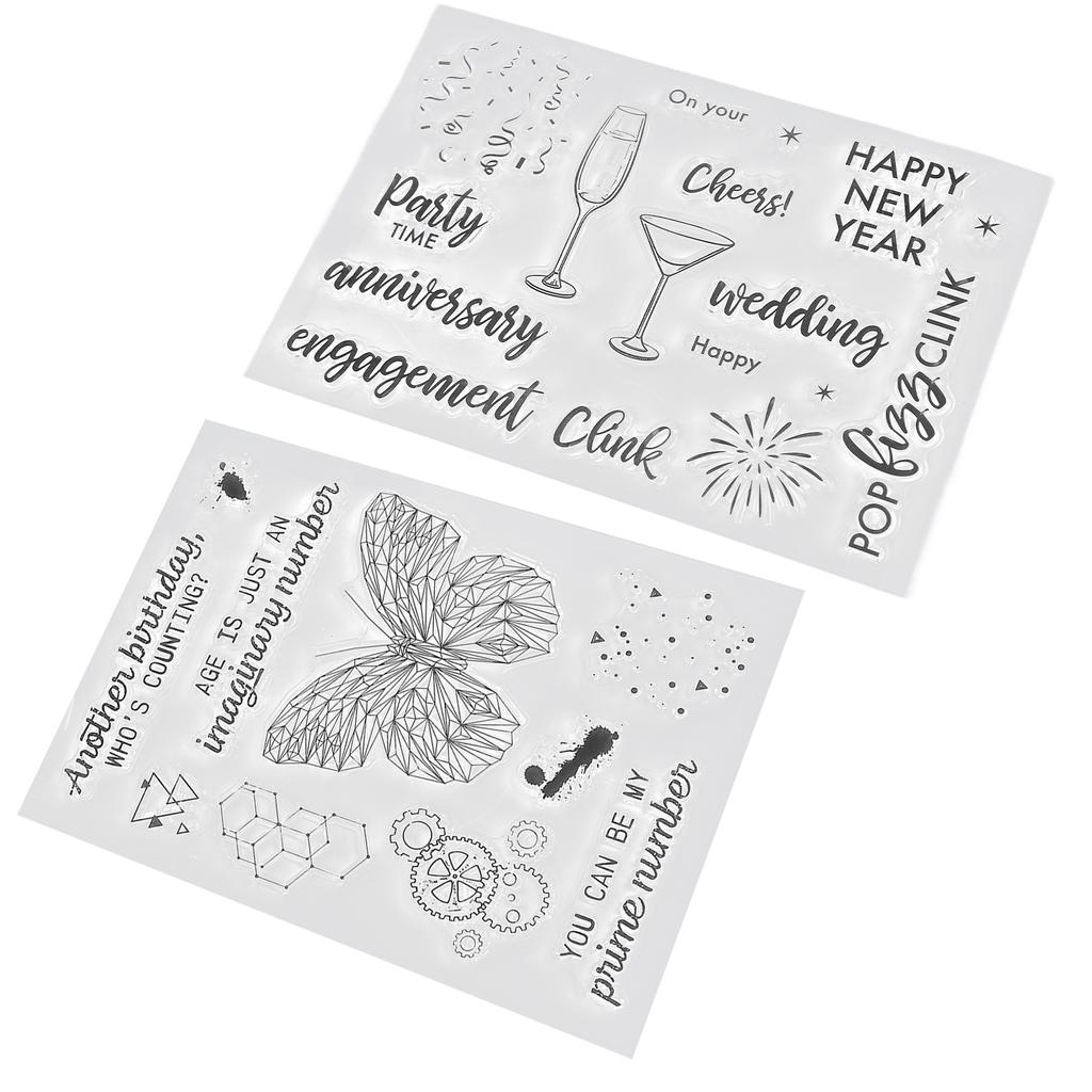 Набор из 2 прозрачных штампов с прозрачным отпечатком, здоровые, не вызывающие раздражения, пригодные для вторичной переработки, практичные прозрачные штампы