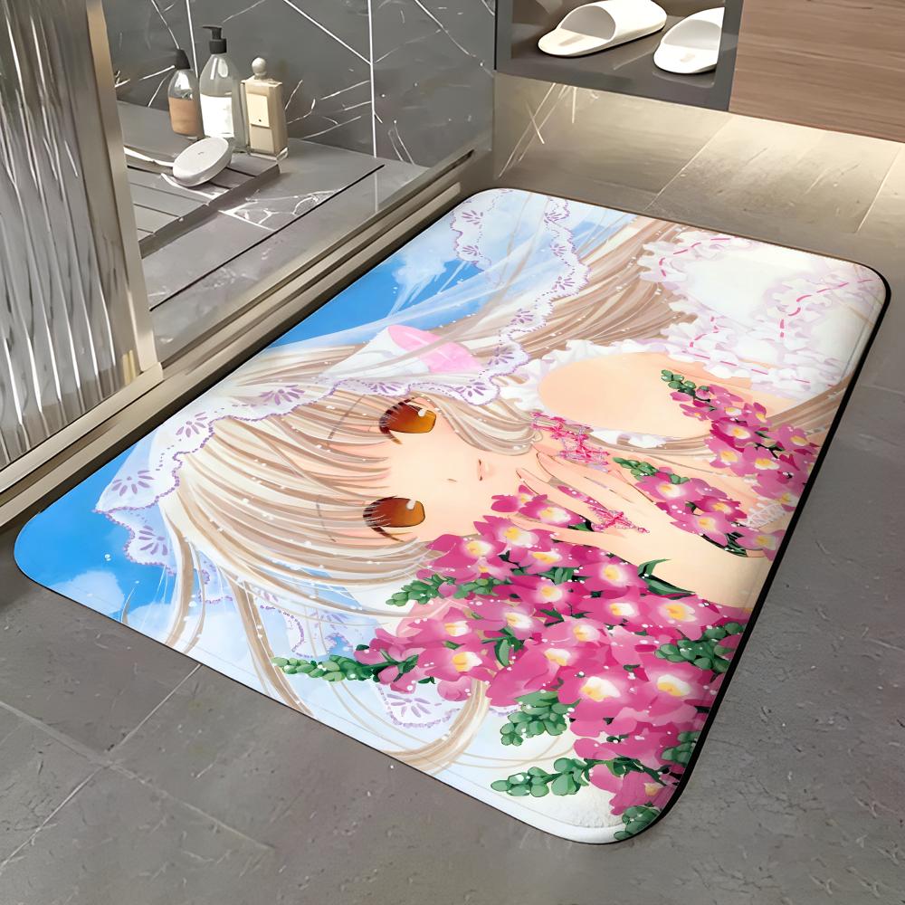 Коврик для пола с анимацией C-Chobits, мягкий фланелевый коврик для входной двери, нескользящий, впитывающий, для ванной комнаты, спальни