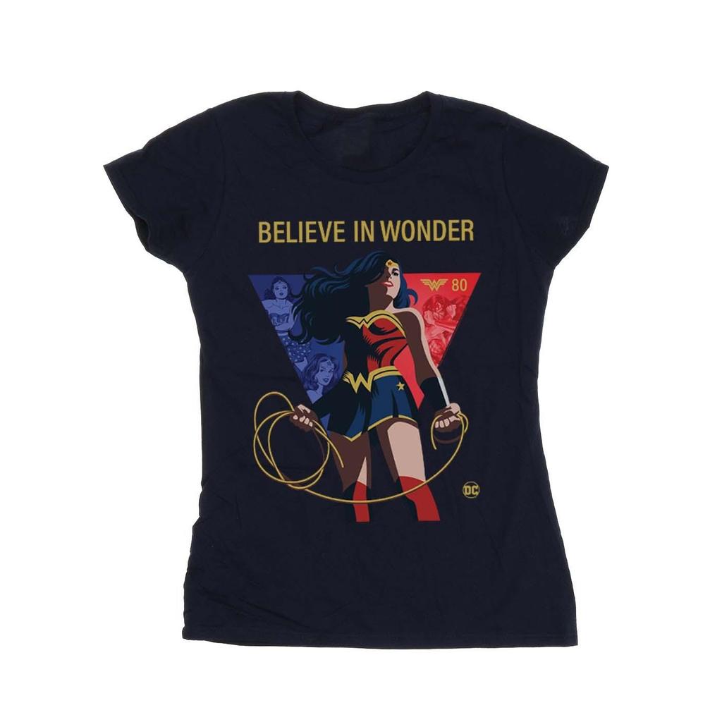 DC Comics Womens/Ladies Wonder Woman 80th Anniversary Believe In Wonder Pose Cotton T-Shirt