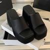 Summer Punk Chunky Platform Mule Sandals For Women Thick Heel Black Leisure Women Shoes Casual Slipper Big Size 42