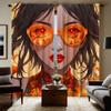 2 Pieces of HD Cartoon Girl Wearing Sunglasses Decorative Curtain Yellow Digital Printed Curtain Home Decoration Style Decoratio