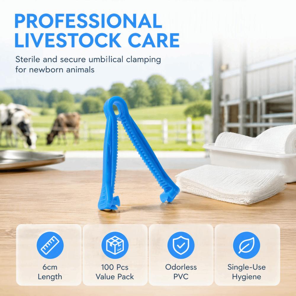 100pcs Non-Toxic Umbilical Tape Clamp PVC Umbilical Cord Clamp Horse