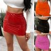 Imitation Leather Mini Skirt Sexy Versatile Solid Color Short Skirt Parties Clubs Women Bottoming Skirt Fashion Garment