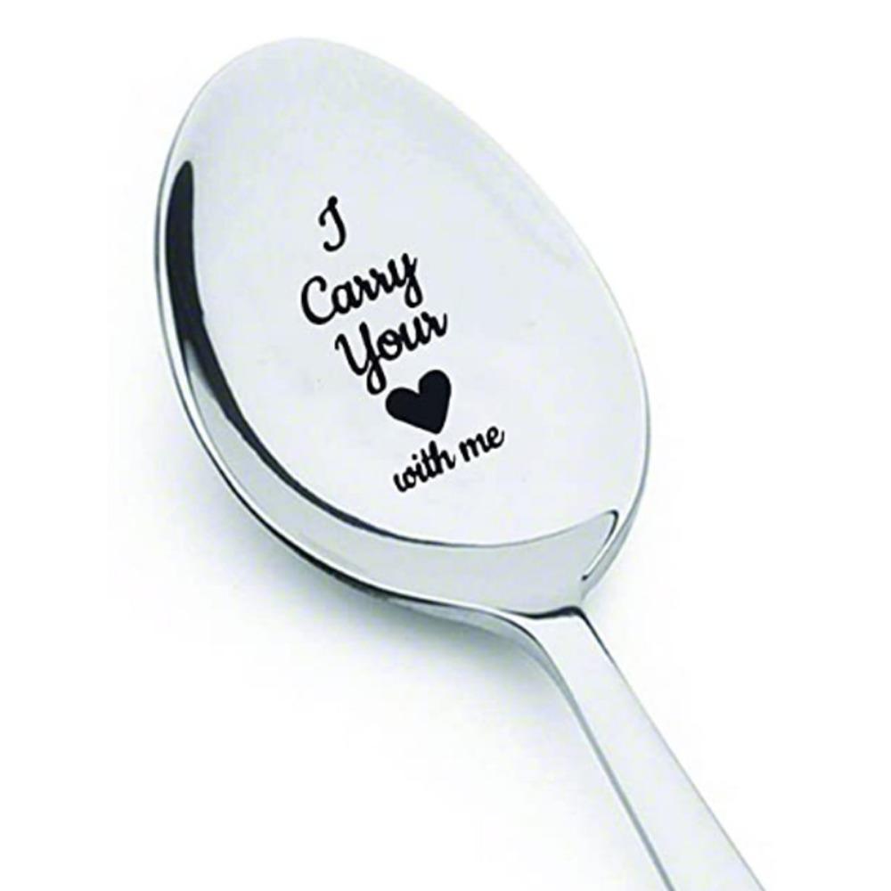 Engraved Design Key of Love Spoon Personalized Text Love Letter Spoon Romantic Gift