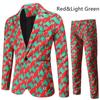 Print Suits Fashion Merry Christmas Men's Suits Jackets Casual Suit 2 Piece Suits(Blazers + Pants) Christmas Gift Set Men's Christmas Print Set Party