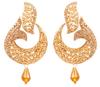 Touchstone Индийский Болливуд изогнутый мотив рыбы желтый сапфир дизайнерские ювелирные изделия люстра серьги античный золотой оттенок женские