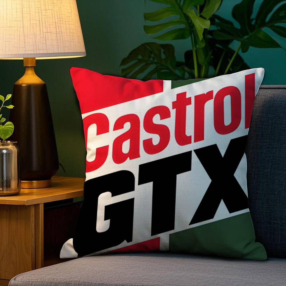Logo C-Castrol Pillow Case Plush Fabric Soft Double Sided Print Home Sofa High Quality Cushion Cover Throw