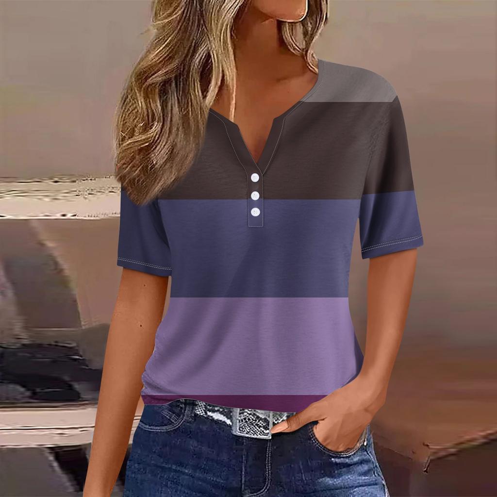 Женский модный повседневный топ с v-образным вырезом и коротким рукавом с геометрическим принтом