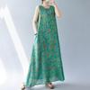 Sleeveless Plus Size Cotton Vintage Floral New In Dresses for Women Casual Loose Long Summer Dress