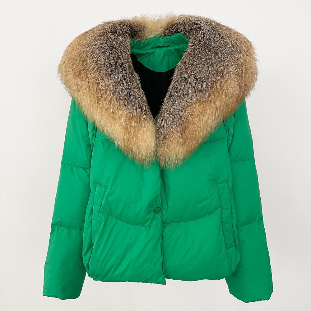 OFTBUY 2024, осенне-зимний новый пуховик из меха чернобурки со съемным меховым воротником, женское утолщенное теплое пальто из 90% белого утиного пуха