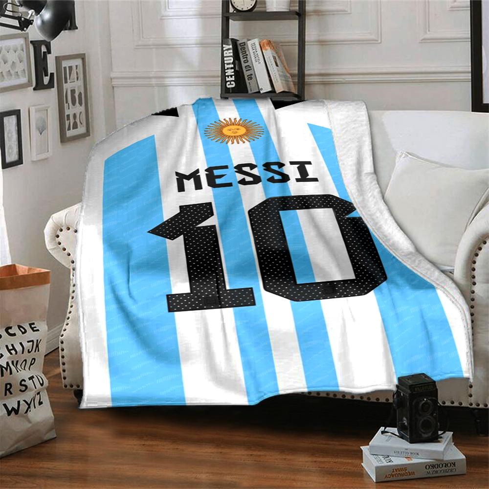 Football Messi Blanket Comfortable Great for Chair Sofa Livingroom Four Seasons Multipurpose Modern Unique Gift for Family and Friends Camping