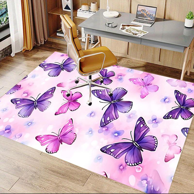 1PC Butterflies Flowers Non-Slip Floor carpet, Office, family, bedroom, Studio - Large Area Rug, Vibrant Colors, Longlasting Material-X416